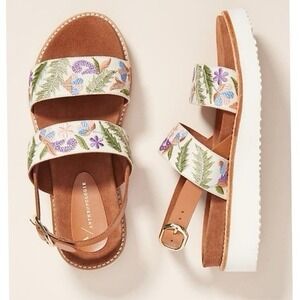 Anthropology shoes women's size 9  Sandals Embroidered EMILY Used